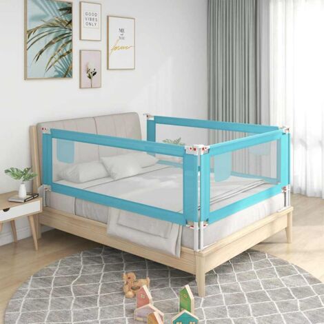 Vidaxl – Barrière de lit d'enfant bleu 190x25 cm – Tissu polyester lavable – Hauteur réglable 70-95 cm – Convient aux matelas de 3-25 cm