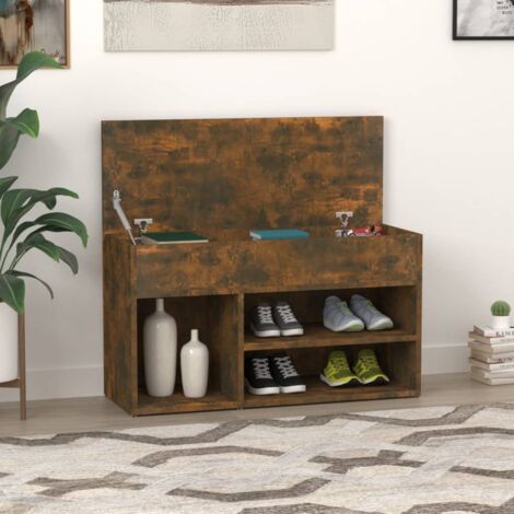 Banc à chaussures Chêne fumé 80x30x45 cm Bois d'ingénierie vidaXL