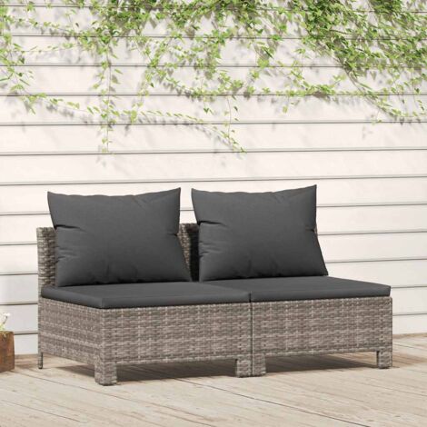 Vidaxl – Canapé de jardin 2 places en résine tressée – Coussin gris – Cadre en acier léger – Confort optimal – Dimensions 126x63x55,5 cm