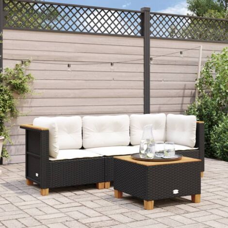 Vidaxl – Canapé de jardin 3 places en résine tressée noire – Coussins épais amovibles – Dimensions 190,5 x 63,5 x 62 cm – Résistant aux UV
