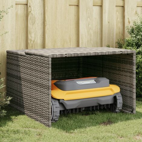 Vidaxl – Garage pour robot tondeuse gris 86x90x52/57 cm – Résine tressée résistante aux intempéries – Protection optimale contre la pluie et les UV