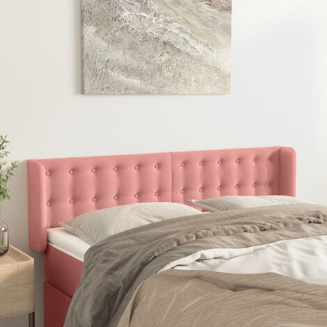 Tête de lit avec oreilles Rose 147x16x78/88 cm Velours vidaXL (1/5)