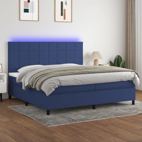 vidaXL Sommier à lattes de lit et matelas et LED Bleu 200x200 cm Tissu (1/5)