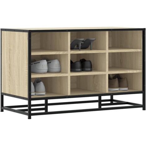 vidaXL Banc à chaussures chêne sonoma bois d'ingénierie et métal (1/5)