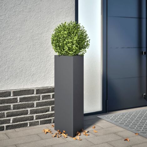 Vidaxl – Jardinière triangulaire 30x26x75 cm en acier anthracite – Résistante à la rouille – Pour espaces extérieurs – Avec fond pour drainage