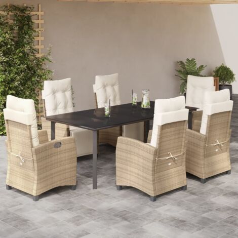 vidaXL Ensemble à manger de jardin et coussins 7 pcs beige poly rotin (1/5)
