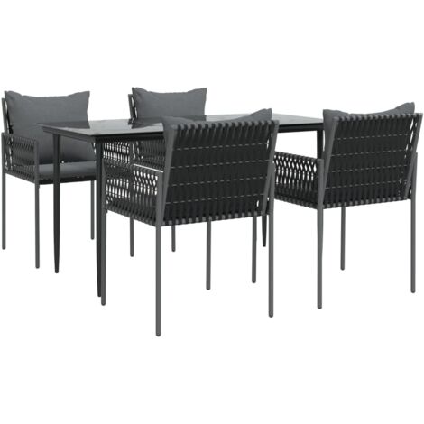 Ensemble à manger de jardin 5 pcs coussins résine tressée acier vidaXL (1/5)