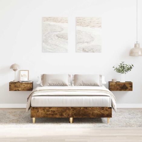 Cadre de lit sans matelas chêne fumé 120x190 cm bois ingénierie vidaXL (1/5)