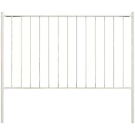 Panneau de clôture avec poteaux en acier thermolaqué 1,81 x 1,25 m Blanc vidaXL