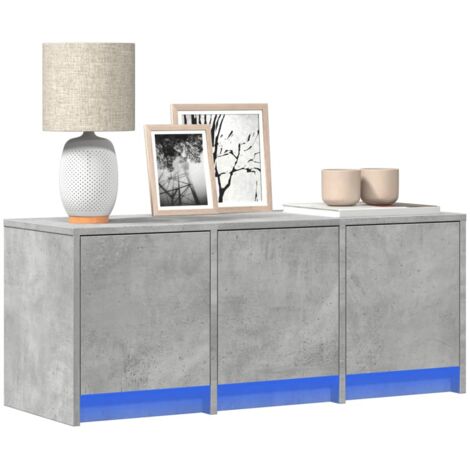 vidaXL TV Cabinet with LED Concrete Grey 97x34x40 cm Engineered Wood