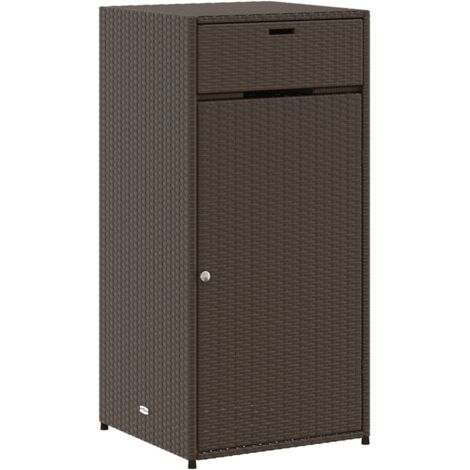 Vidaxl – Armoire de jardin marron 55x55x111 cm – Résine tressée – Capacité 15 kg par étagère – Dispositif de fixation au mur inclus