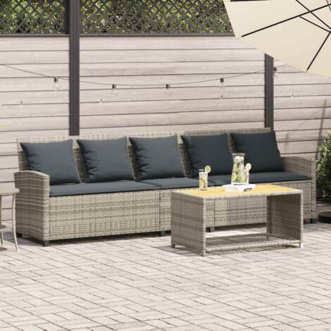 vidaXL Garden Sofa 5-Seater with Cushions Light Grey Poly Rattan (1/5)