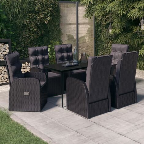 vidaXL Ensemble à manger de jardin avec coussins 7 pcs Noir (1/5)