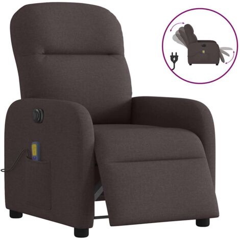 vidaXL Fauteuil de massage inclinable électrique Marron foncé Tissu
