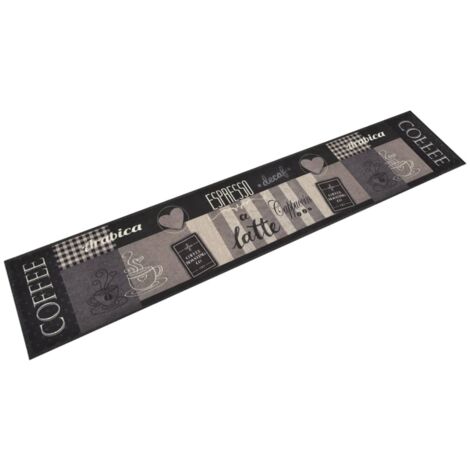 Tapis de cuisine lavable impression café noir 60x300 cm velours vidaXL (1/5)