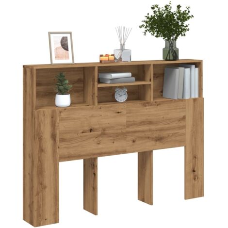 Vidaxl – Tête de lit murale chêne artisanal 140x19x103,5 cm – 4 compartiments de rangement – Fixation murale incluse