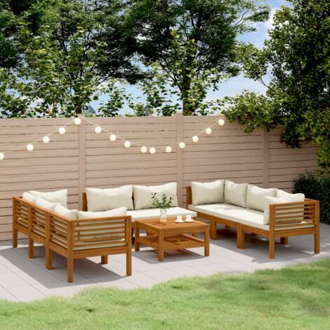 vidaXL Salon de jardin 9 pcs avec coussin Bois d'acacia solide