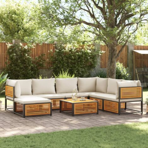 vidaXL Salon de jardin avec coussins 8 pcs bois massif d'acacia (1/5)