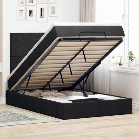 vidaXL Cadre de lit ottoman avec matelas noir 120x190 cm tissu (1/5)