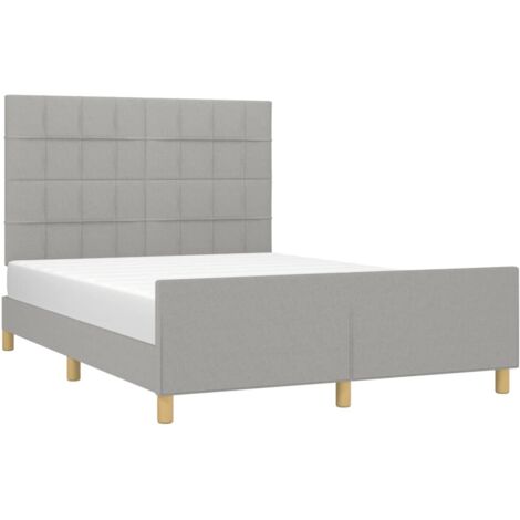 Cadre de lit avec tête de lit Gris clair 140x190 cm Tissu (1/5)