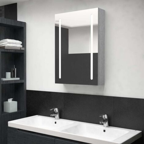 Armoire de salle de bain à miroir LED gris béton 50x13x70 cm vidaXL