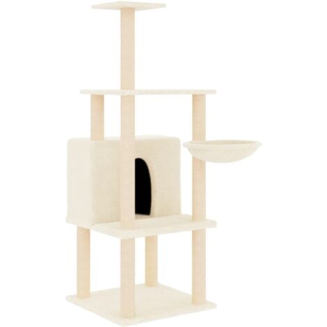 Arbre à chat avec griffoirs en sisal crème 132 cm vidaXL (1/5)