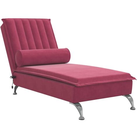 Chaise longue de massage avec traversin rouge bordeaux velours vidaXL