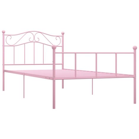 Cadre de lit sans matelas rose métal 90x200 cm vidaXL (1/6)
