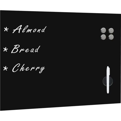 Vidaxl – Tableau noir magnétique mural en verre 80 x 60 cm – Surface en verre trempé facile à nettoyer – Montage mural inclus