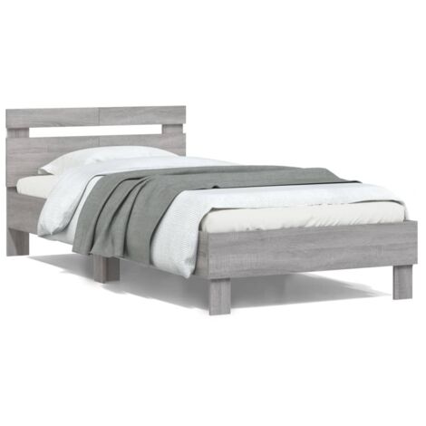 Cadre de lit tête de lit et lumières LED sonoma gris 100x200 cm vidaXL93066 (1/5)