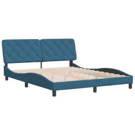 Cadre de lit sans matelas bleu 160x200 cm velours vidaXL (1/5)