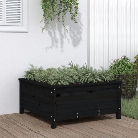 Jardinière noir 82,5x82,5x39 cm bois massif de pin vidaXL (1/5)