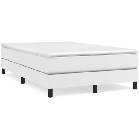 Sommier à lattes de lit avec matelas blanc 120x190cm similicuir vidaXL