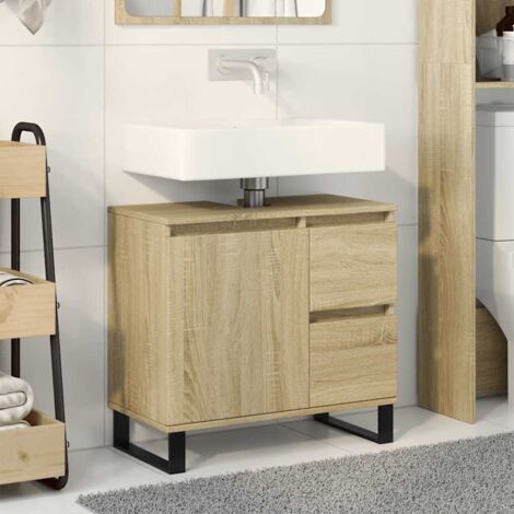 Vidaxl – Armoire murale de salle de bain chêne sonoma 65x33x60 cm – 2 tiroirs – Résistante à l'humidité – Fixation murale incluse