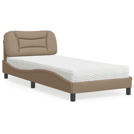 vidaXL Lit avec matelas Hvar cappuccino 90x200 cm similicuir (1/5)