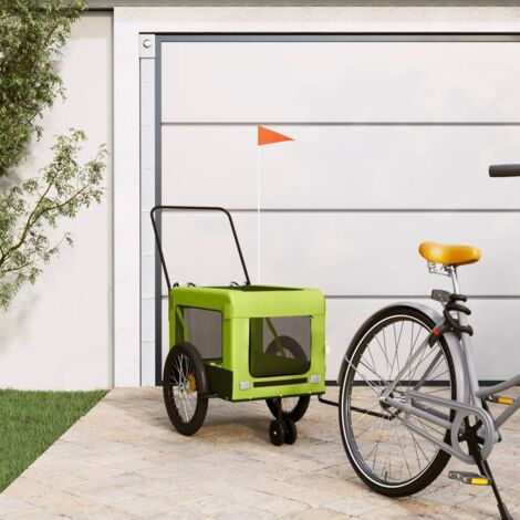 Remorque de vélo pour animaux de compagnie vert et noir vidaXL