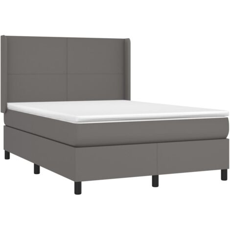 Sommier à lattes de lit avec matelas Gris 140x190 cm Similicuir vidaXL (1/5)