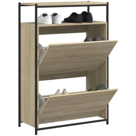 Armoire à chaussures chêne sonoma 75x34x112cm bois d'ingénierie vidaXL (1/5)