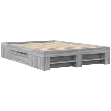 vidaXL Cadre de lit sans matelas sonoma gris 120x190 cm (1/5)