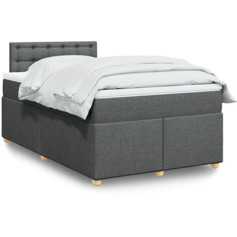 vidaXL Sommier à lattes de lit avec matelas gris foncé 120x190cm tissu (1/5)