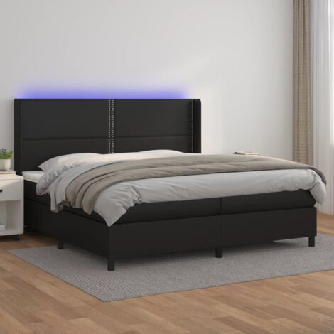 vidaXL Sommier à lattes de lit matelas LED Noir 200x200cm Similicuir (1/5)