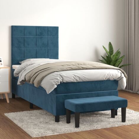 Sommier à lattes de lit avec matelas Bleu foncé 90x190 cm vidaXL (1/5)