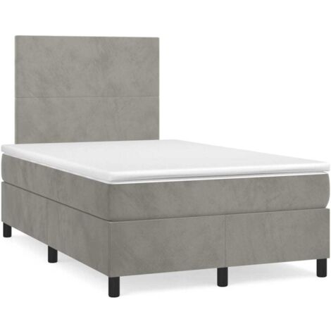 Sommier à lattes de lit et matelas Gris clair 120x200cm Velours (1/5)