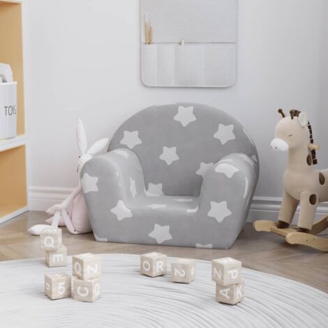 Canapé pour enfants gris clair avec étoiles peluche douce vidaXL