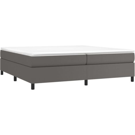 Sommier à lattes de lit avec matelas Gris 200x200 cm Similicuir vidaXL (1/5)