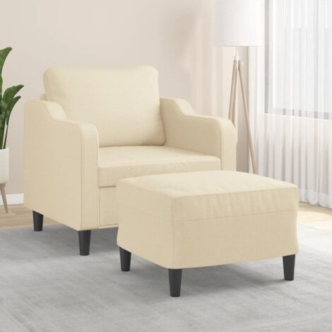 Fauteuil avec repose-pied Crème 60 cm Tissu vidaXL