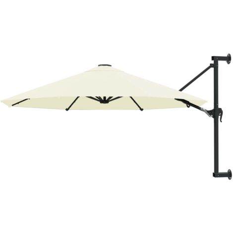 Parasol mural avec mât métallique 300 cm Sable vidaXL (1/10)