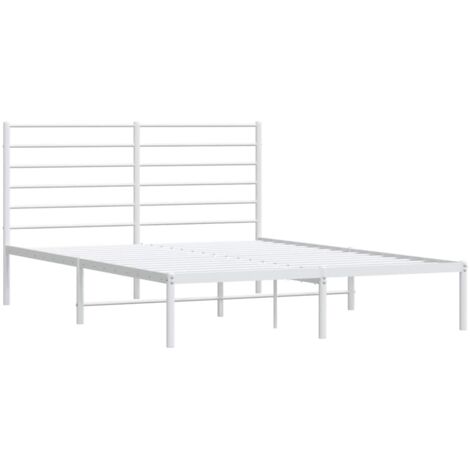 Cadre de lit métal sans matelas et tête de lit blanc 135x190 cm vidaXL (1/5)