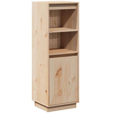Vidaxl – Buffet haut en bois massif de pin 37x34x110 cm – Armoire avec étagère et compartiment – Rangement organisé pour livres et objets décoratifs (1/9)