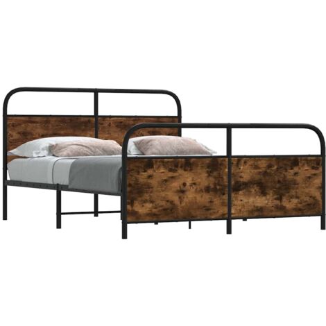 Cadre de lit en métal sans matelas chêne fumé 160x200 cm vidaXL (1/5)